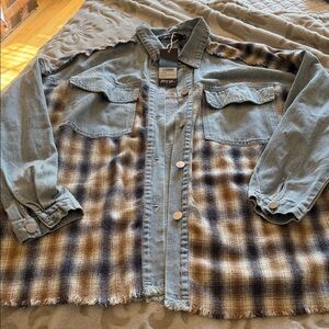 Nasty Girl oversized Plaid Denim Women's Jacket NWT Size:Small
